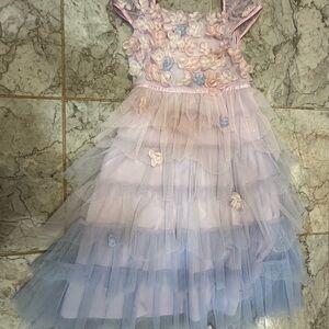 Biscotti Lavender Tulle Dress with Floral Details